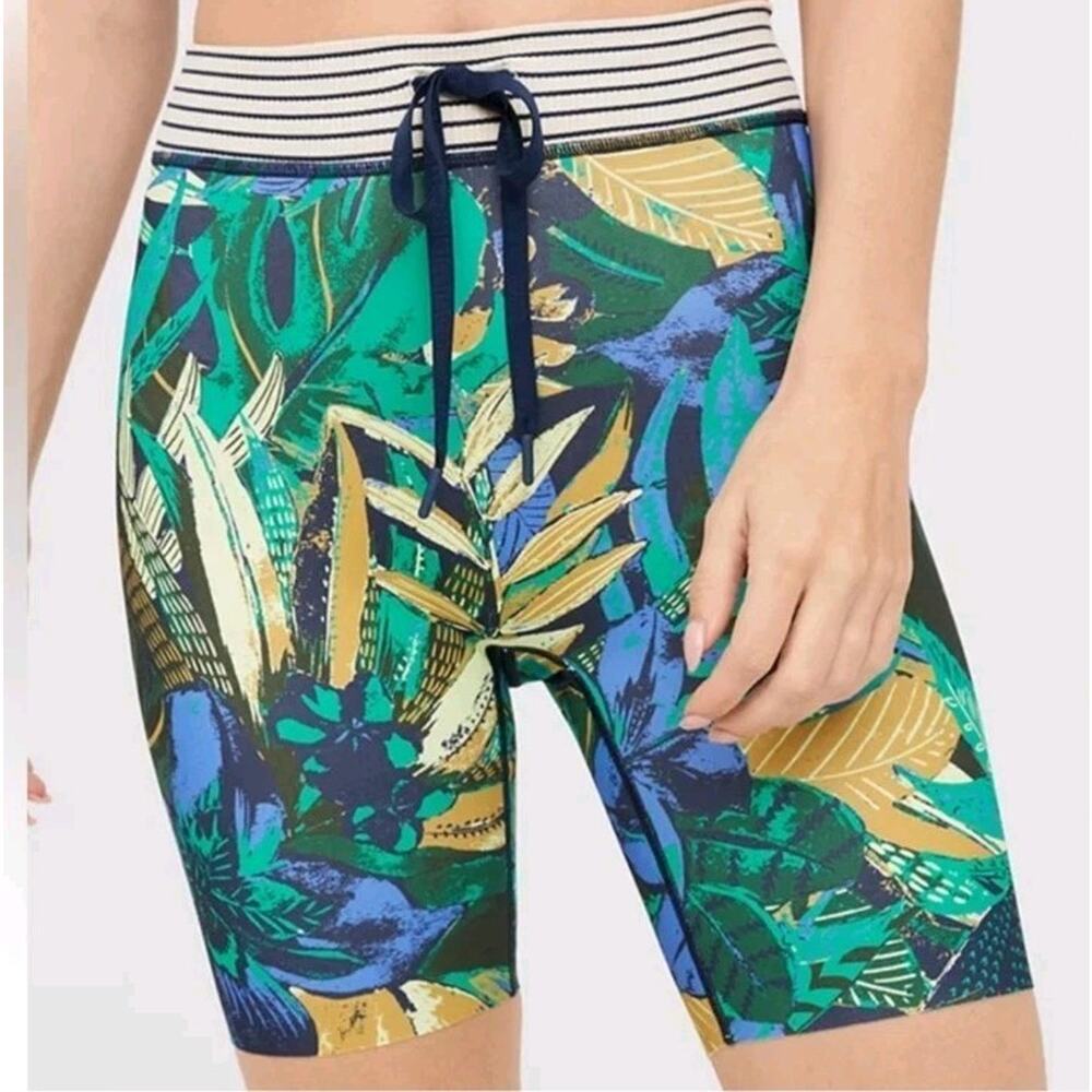 Offine By Aerie High Rise Jungle Biker Shorts Tropical Print Sz Small festival